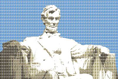 Politicians Digital Art - Lincoln Memorial - Blue by Gary Hogben