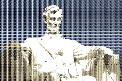 Politicians Digital Art Royalty Free Images - Lincoln Memorial - Dark Blue Royalty-Free Image by Gary Hogben