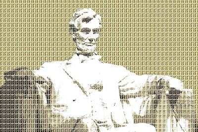 Politicians Digital Art - Lincoln Memorial - Gold by Gary Hogben