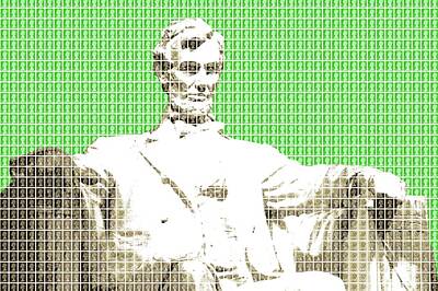 Politicians Digital Art - Lincoln memorial - Green by Gary Hogben
