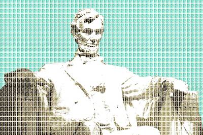 Politicians Digital Art Royalty Free Images - Lincoln Memorial - Light Blue Royalty-Free Image by Gary Hogben