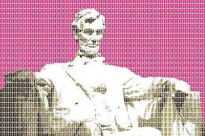 Politicians Digital Art - Lincoln memorial - Pink by Gary Hogben
