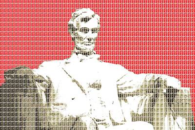 Politicians Digital Art Royalty Free Images - Lincoln memorial - Red Royalty-Free Image by Gary Hogben