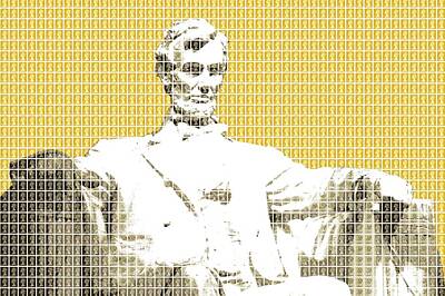 Politicians Digital Art Royalty Free Images - Lincoln Memorial - Yellow Royalty-Free Image by Gary Hogben