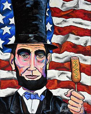 Politicians Paintings - Lincolns Corndog- 2 by David Hinds
