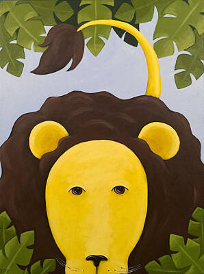 Animals Paintings - Lion Nursery Art by Christy Beckwith