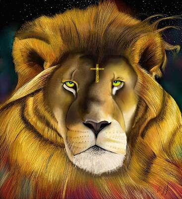 Animals Drawings - Lion of Judah by Douglas Day Jones