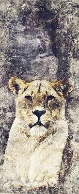 Animals Paintings - Lioness, the queen of the forest by Adam Asar by Celestial Images