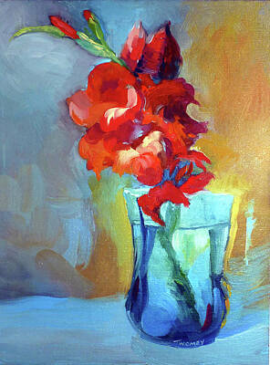 Abstract Flowers Paintings - Liquid Gladiolas by Catherine Twomey