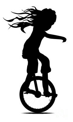 Monochrome Landscapes Rights Managed Images - Little Girl On A Unicycle Royalty-Free Image by Bigalbaloo Stock