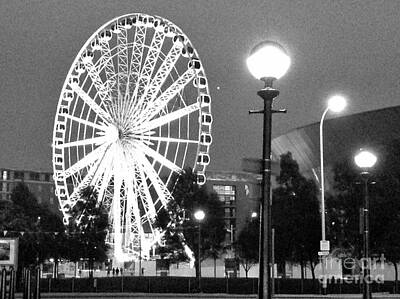 Woodland Animals - Liverpool Wheel at Dusk in BW by Joan-Violet Stretch
