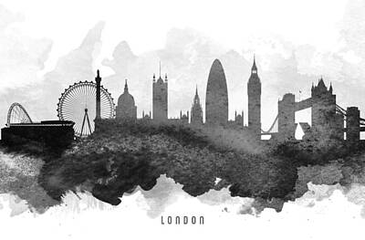Best Sellers - London Skyline Paintings - London Cityscape 11 by Aged Pixel