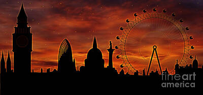 London Skyline Digital Art - London skyline at dusk by Michal Boubin