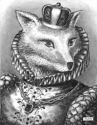 Animals Drawings - Lord Foxworthy of Huntington by Adam Zebediah Joseph
