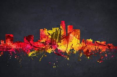 Skylines Digital Art Rights Managed Images - Los Angeles Cityscape 07 Royalty-Free Image by Aged Pixel