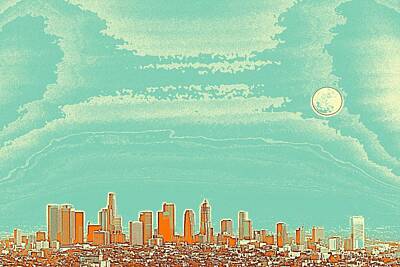 City Scenes Paintings - Los Angeles Travel Poster 3 by Celestial Images