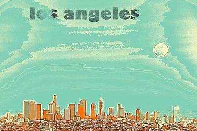 City Scenes Paintings - Los Angeles Travel Poster 4 by Celestial Images