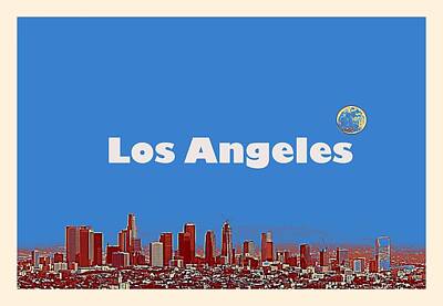 City Scenes Paintings - Los Angeles Travel Poster 6 by Celestial Images