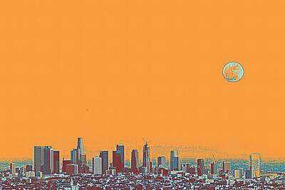 City Scenes Paintings - Los Angeles Travel Poster by Celestial Images