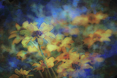 Whats Your Sign - Lost Yellow Wildflowers Digital Watercolor 3682 LW_2 by Steven Ward