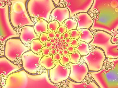 Best Sellers - Abstract Flowers Digital Art Royalty Free Images - Lotus Royalty-Free Image by Anastasiya Malakhova