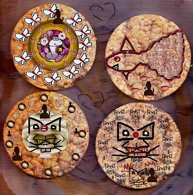 Recently Sold - Reptiles Mixed Media - Love and rice cake by Pepita Selles