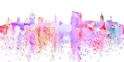 Abstract Skyline Digital Art Rights Managed Images - Love Cardiff Royalty-Free Image by Airpower Art