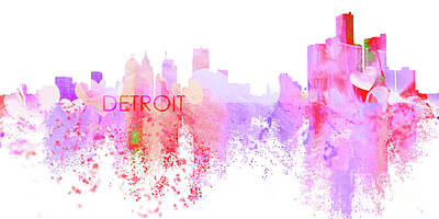 Abstract Skyline Digital Art Rights Managed Images - Love Detroit Royalty-Free Image by Airpower Art
