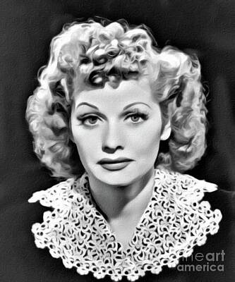Musicians Digital Art Royalty Free Images - Lucille Ball, Hollywood Legend, Digital Art by Mary Bassett Royalty-Free Image by Esoterica Art Agency