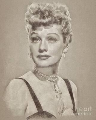 Fantasy Drawings - Lucille Ball Vintage Hollywood Actress by Esoterica Art Agency