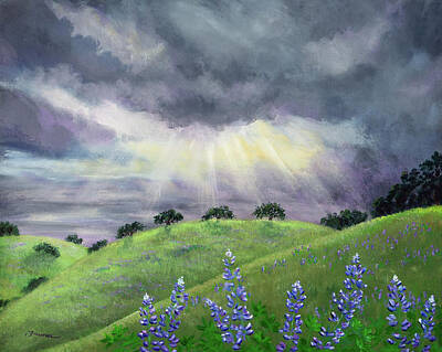 Laura Iverson Royalty-Free and Rights-Managed Images - Lupines After a Spring Storm by Laura Iverson