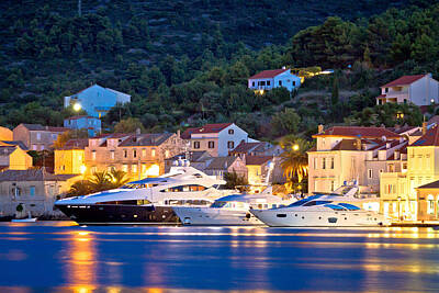 Guido Borelli Yoga Mats - Luxury yachts in Town of Vis waterfront by Brch Photography