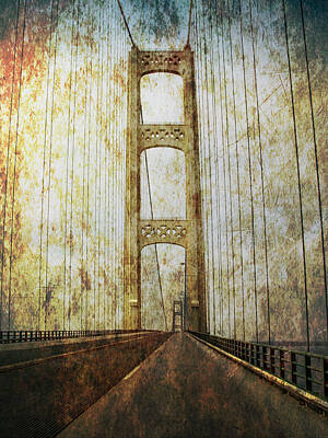 Randall Nyhof Royalty-Free and Rights-Managed Images - Mackinaw Bridge by the Straits of Mackinac by Randall Nyhof