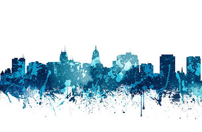 Skylines Paintings - Madison Wisconsin Skyline 20 by Aged Pixel