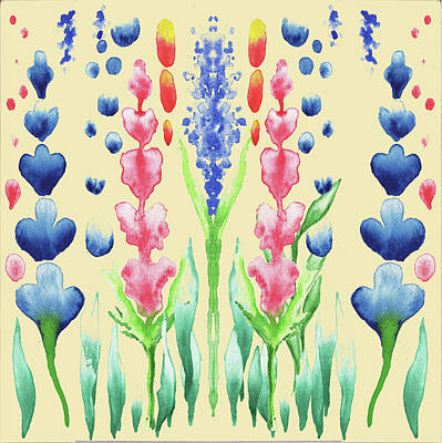 Fantasy Royalty-Free and Rights-Managed Images - Magic Garden Flowers Watercolor Garden Magic by Irina Sztukowski