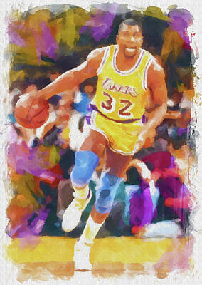 Recently Sold - Athletes Royalty Free Images - Magic Johnson Royalty-Free Image by Ricky Barnard