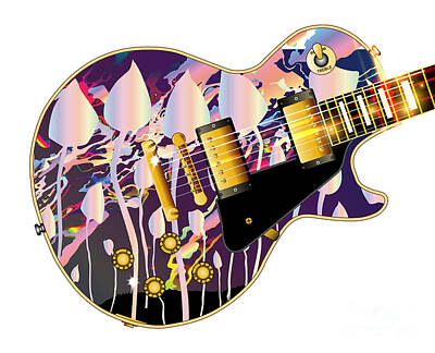 Jazz Digital Art - Magic Mushroom Guitar by Bigalbaloo Stock