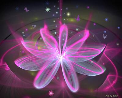 Lilies Digital Art - Magical water Lily by Lilia S