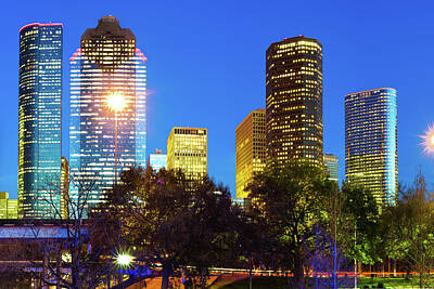 Royalty-Free and Rights-Managed Images - Magnolia City at Dusk - Houston Texas Skyline by Gregory Ballos