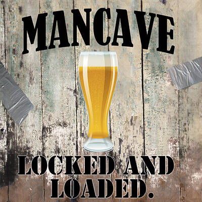 Beer Paintings - Mancave Locked and Loaded by Mindy Sommers