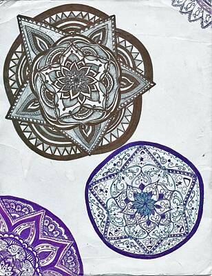 Abstract Flowers Drawings - Mandalas by Veronica Pulido