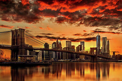 Watercolor City Skylines - Manhattan BBQ by Az Jackson