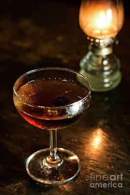 Man Cave - Manhattan Classic Whisky Cocktail Drink In Bar by JM Travel Photography