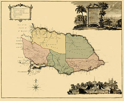 The Beatles - Map Of Jamaica 1763 by Andrew Fare