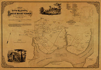 Politicians Photo Royalty Free Images - Map Of Mount Vernon 1859 Royalty-Free Image by Andrew Fare