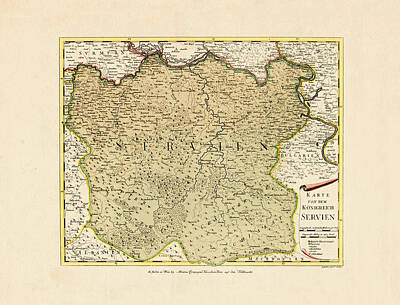 Car Design Icons - Map Of Serbia 1790 by Andrew Fare
