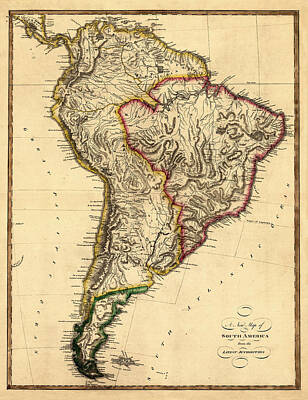 Winter Wonderland - Map Of South America 1810 by Andrew Fare