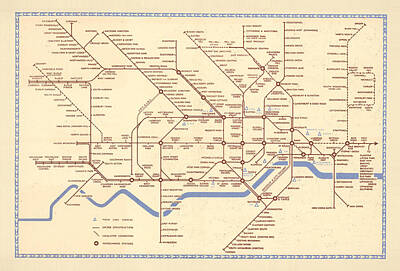 Cities Drawings - Map of the London Underground - London Metro - Railway Map - Metro line, London by Studio Grafiikka