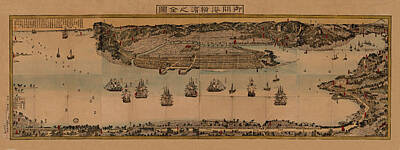 Scott Listfield Astronauts Royalty Free Images - Map Of Yokohama 1855 Royalty-Free Image by Andrew Fare