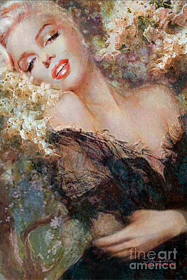Actors Paintings - Marilyn Cherry Blossom by Theo Danella